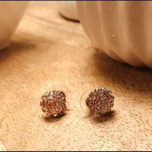 Gold and Pink Rose Earrings